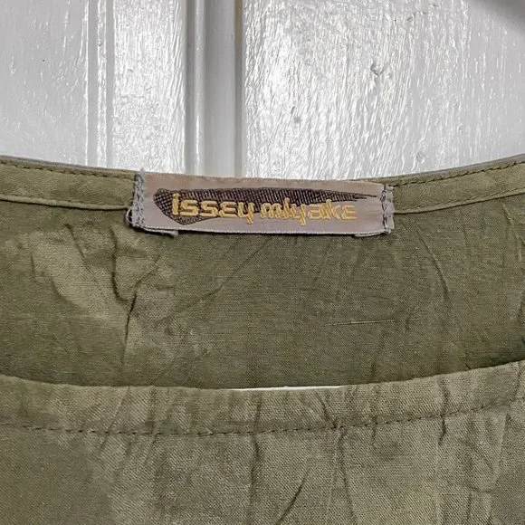 Issey Miyake Set Pants & Top Size 9 M L Green Dye Drawstring Ruching Vintage 90s - Picture 6 of 12